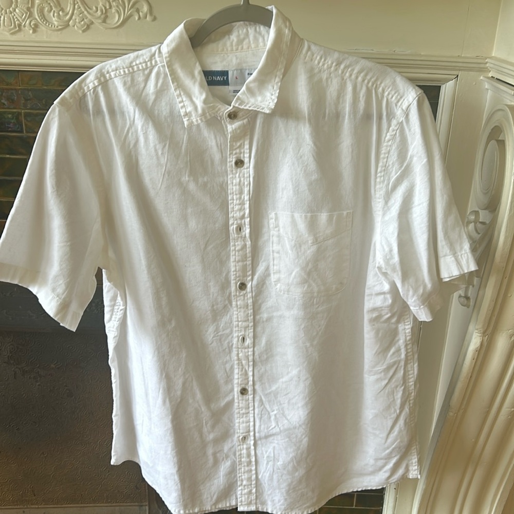 Men’s linen blend white shirt